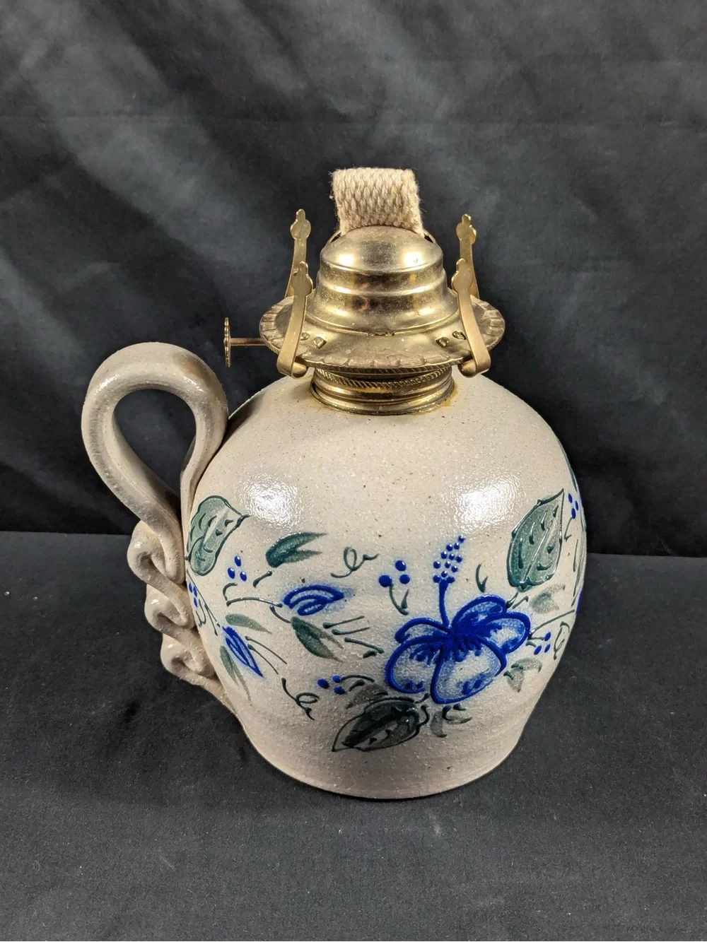 Salmon Falls Pottery Summer Garden Oil Lantern with Hand-Painted Design